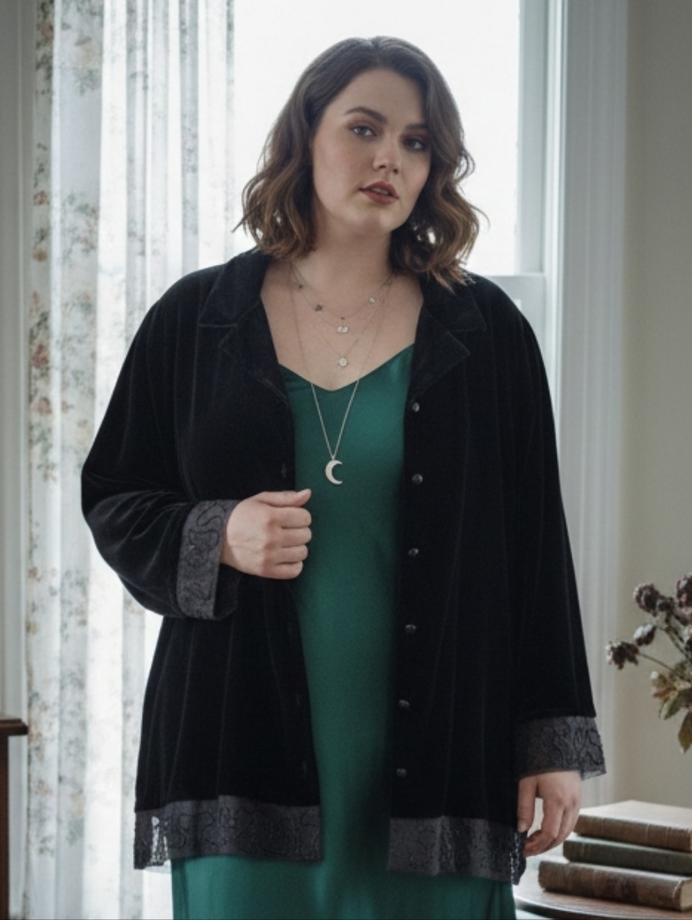 SilkLand 2X Vintage 90s Contemporary Dark Romantic Whimsigoth Silk Velvet Blazer